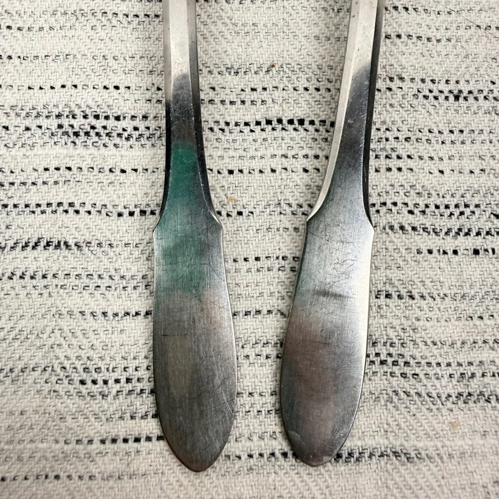 Georg Jensen Mitra Matte Stainless Steel Two Danish Teaspoons 5.25